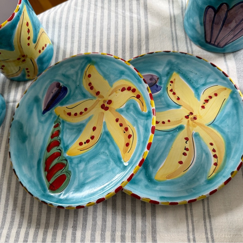 Italian Hand-Made Coastal Summertime Plates - Set of 2 - La Musa Made In Italy